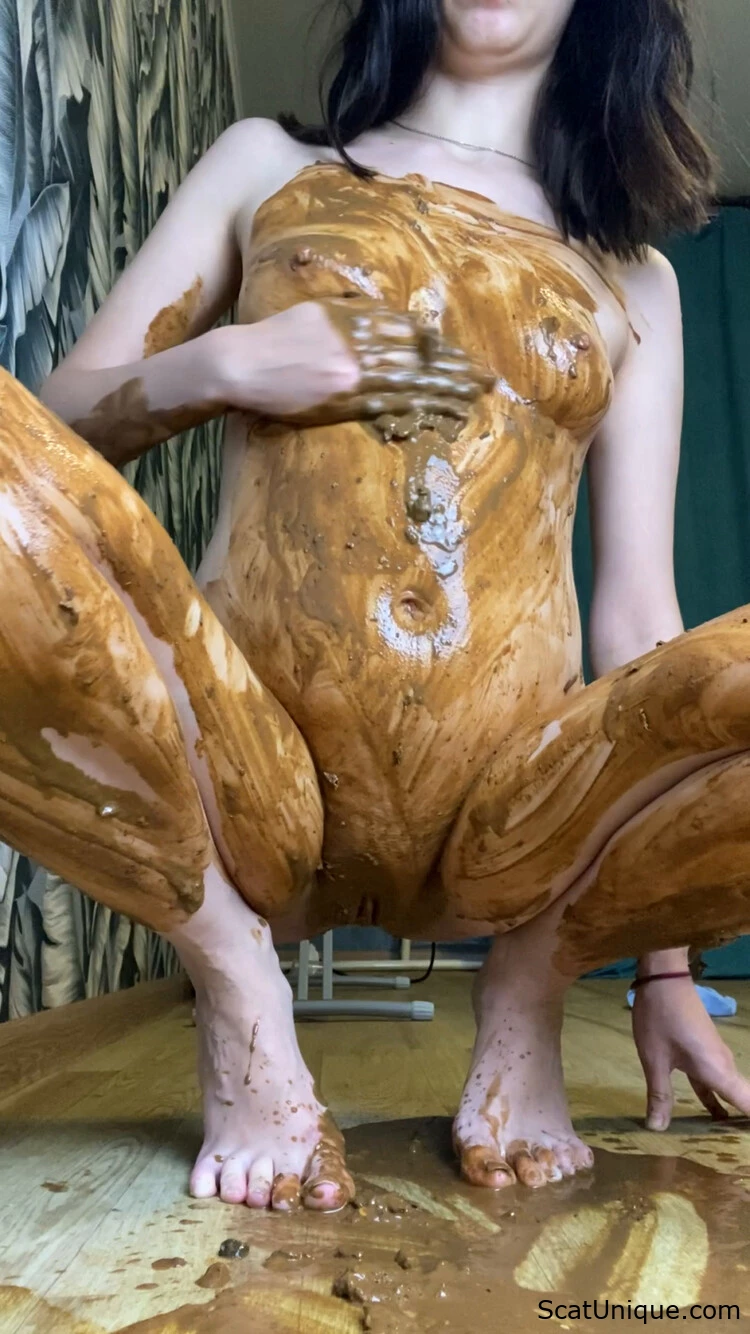 Fluid Intestinal Discharge from a Sack over Body and Visage Smudged with a Coprophilia Admirer Scene 1